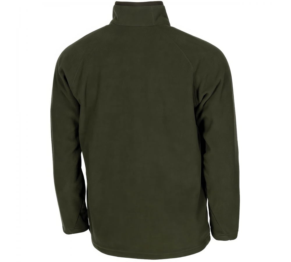 Chemise Troyer en micro-polaire à manches longues vert OD 200g/m²