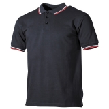 Polo noir à rayures rouges-blanches avec patte de boutonnage