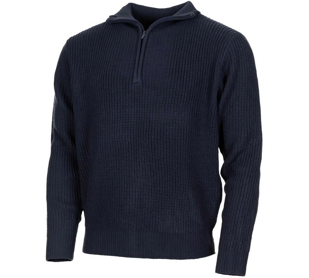 Pullover "Troyer" blau mit Reißverschluss