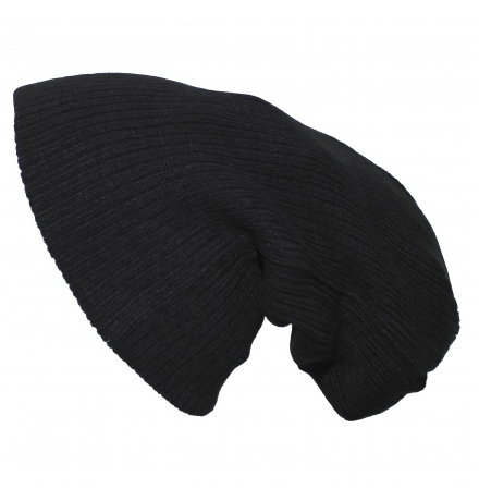 Вязаная шапочка "Beanie", рваная, черная, удлиненная
