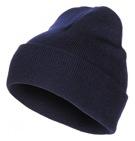 Rollmütze 100 % Wolle fein gestrickt blau