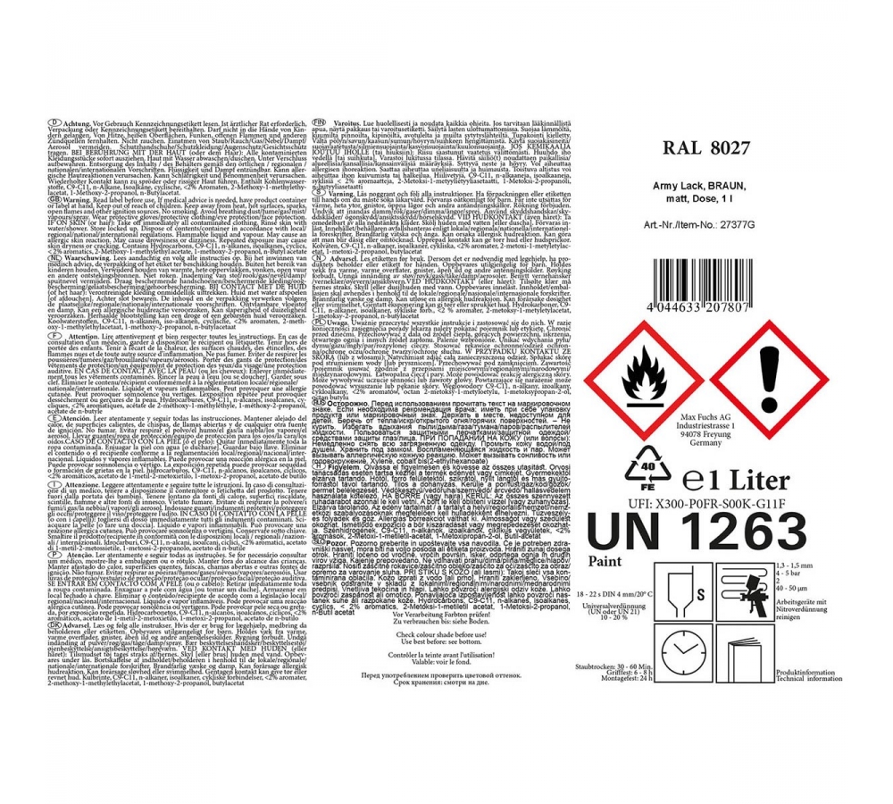 Army Lack BRAUN matt Dose 1 l