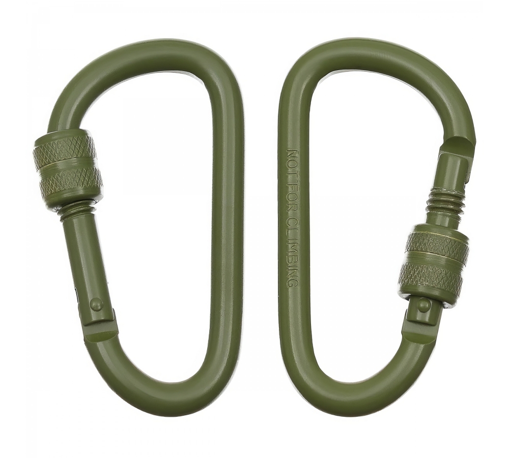 Karabiner Schraubverschluss D 8 mm x 8 cm 2er Pack oliv