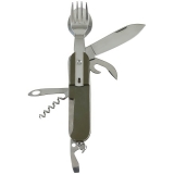 Taschenmesser oliv – Multitool mit Gabel, Löffel, Etui, MFH