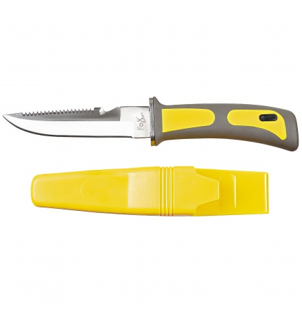 Tauchermesser gelb-schwarz mit Gummigriff und Scheide – FoxOutdoor