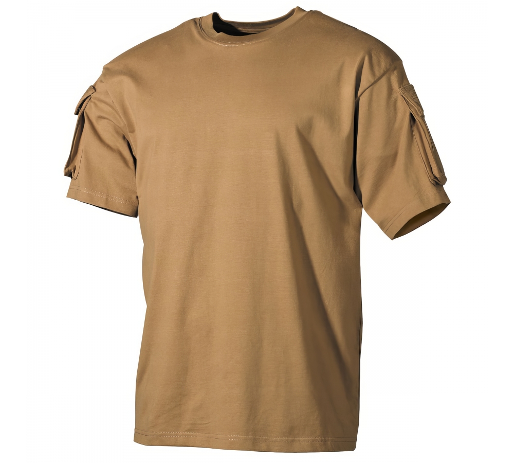US T-Shirt halbarm coyote mit Ärmeltaschen