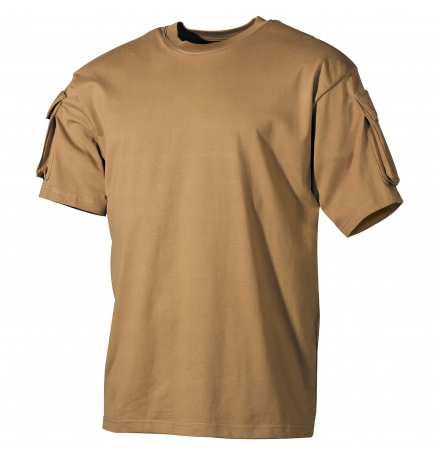 US T-Shirt halbarm coyote mit Ärmeltaschen
