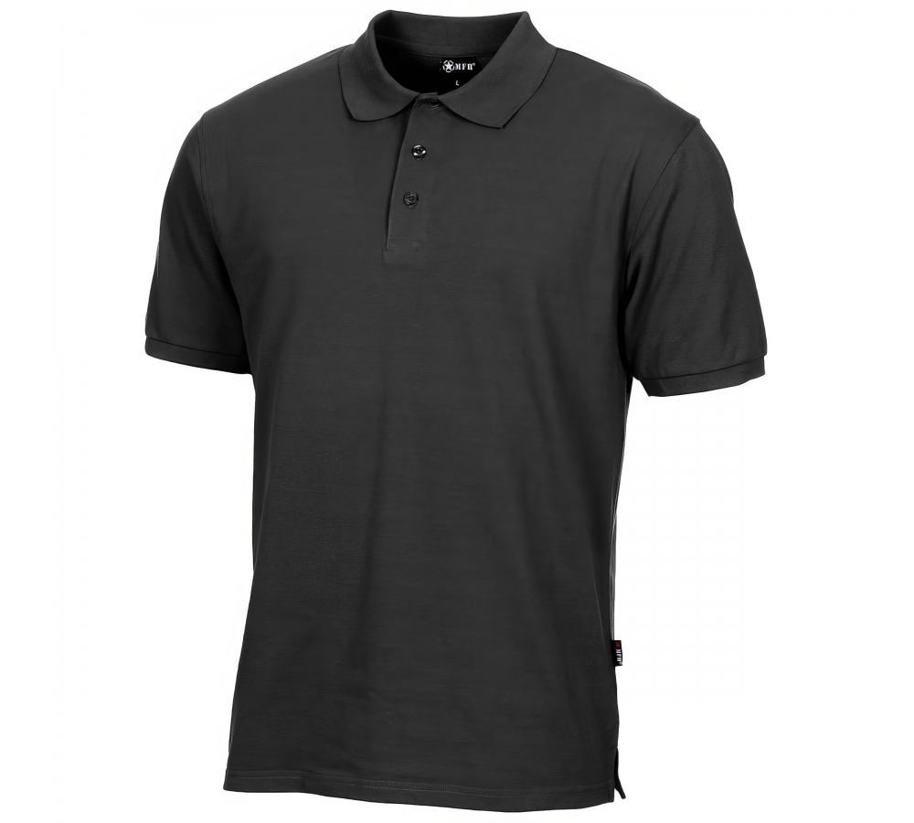 Chemise Polo noir à patte de boutonnage