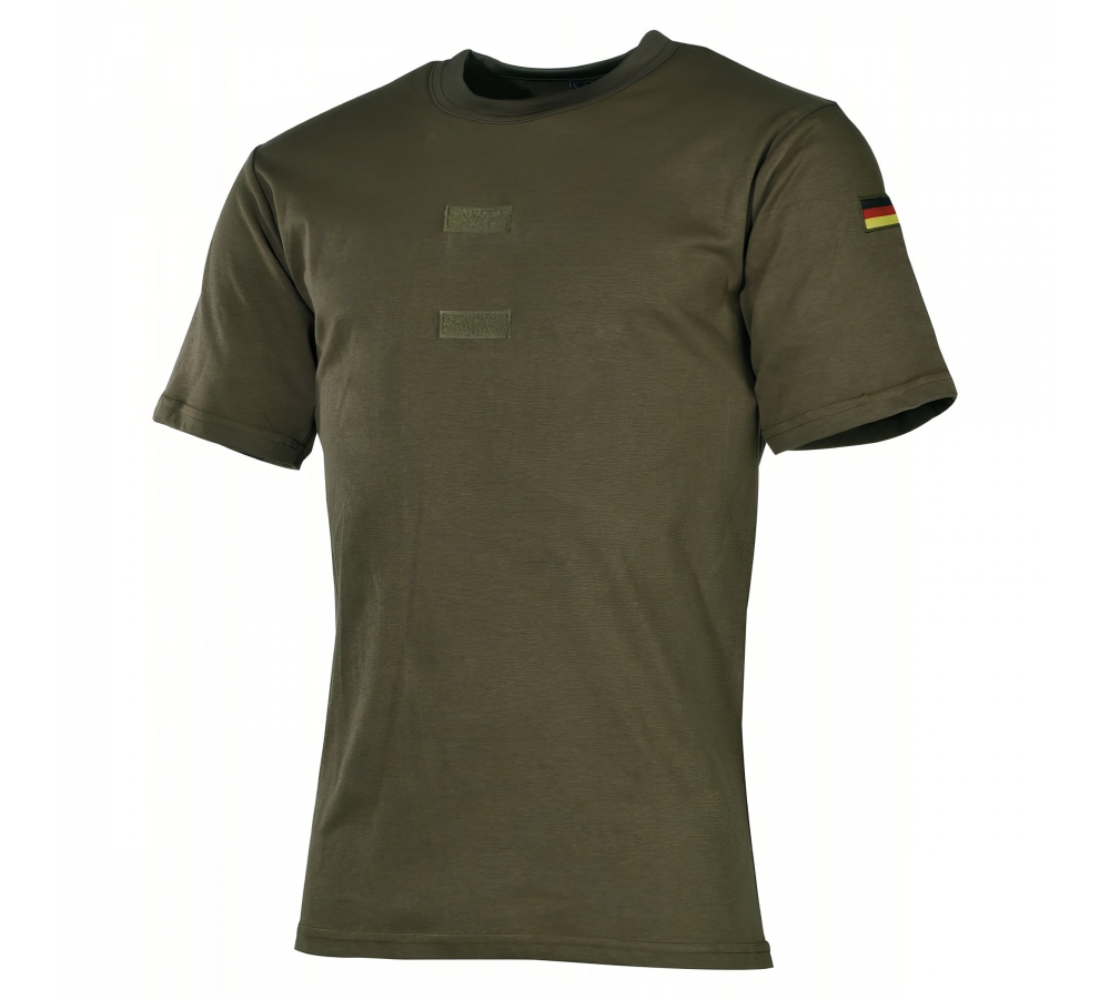 BW Tropenunterhemd oliv – halbarm, Klettflächen, Nationalitätsabzeichen