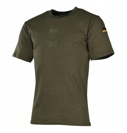 BW Tropenunterhemd oliv – halbarm, Klettflächen, Nationalitätsabzeichen