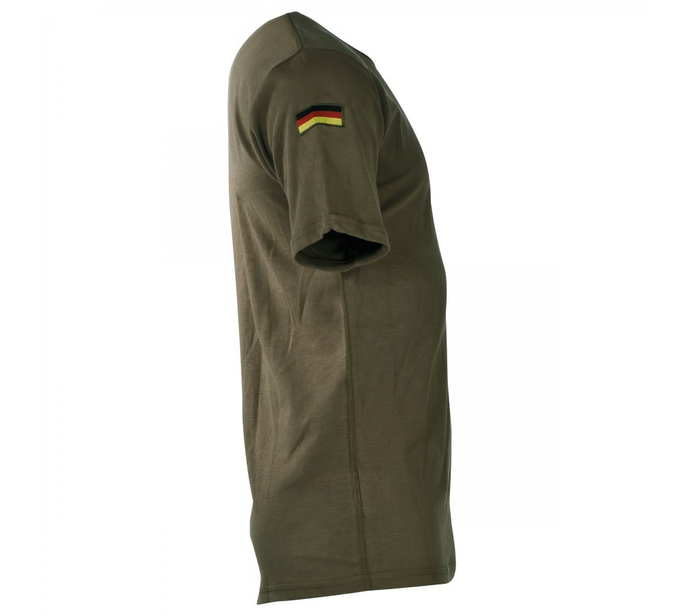 BW Tropenunterhemd oliv – halbarm, Klettflächen, Nationalitätsabzeichen