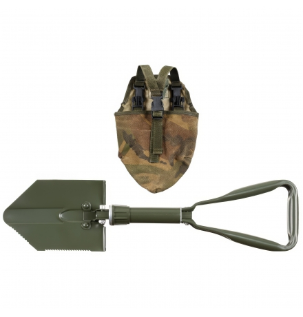 BW Folding Spade 3-part OD green with used pouch