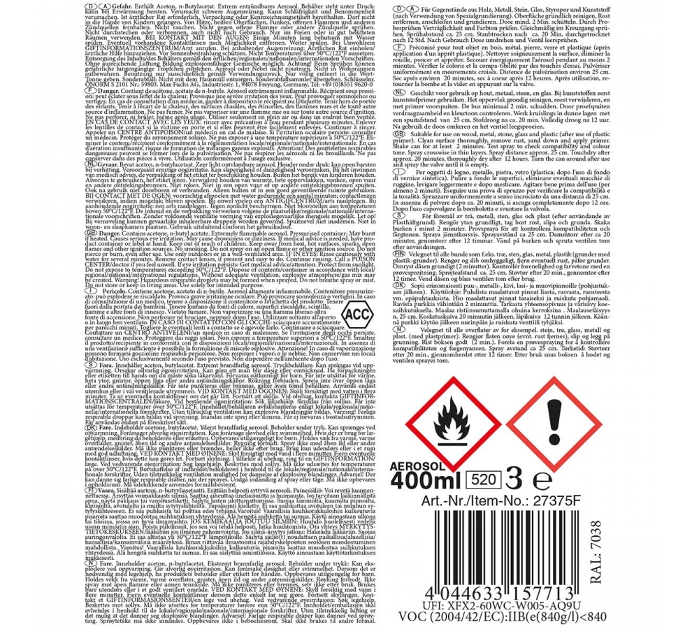 Army Farbspray GRAU matt 400 ml