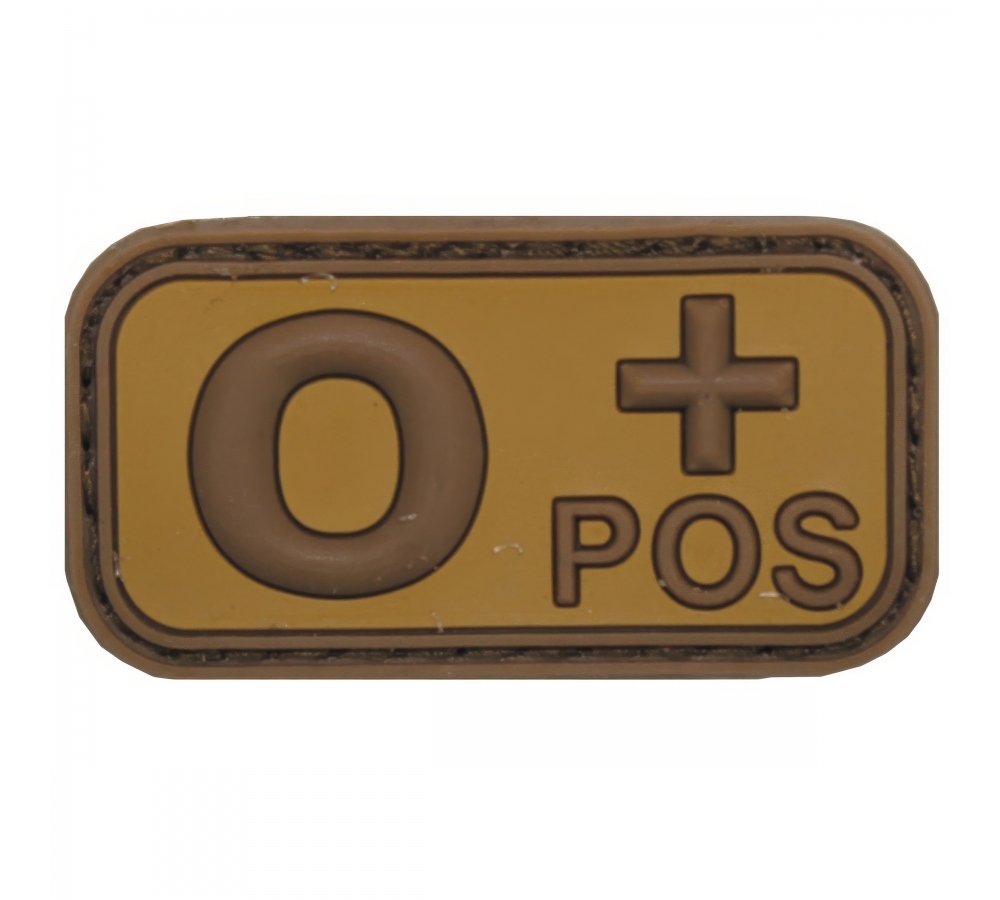 Klettabzeichen braun-khaki Blutgruppe "O POS" 3D