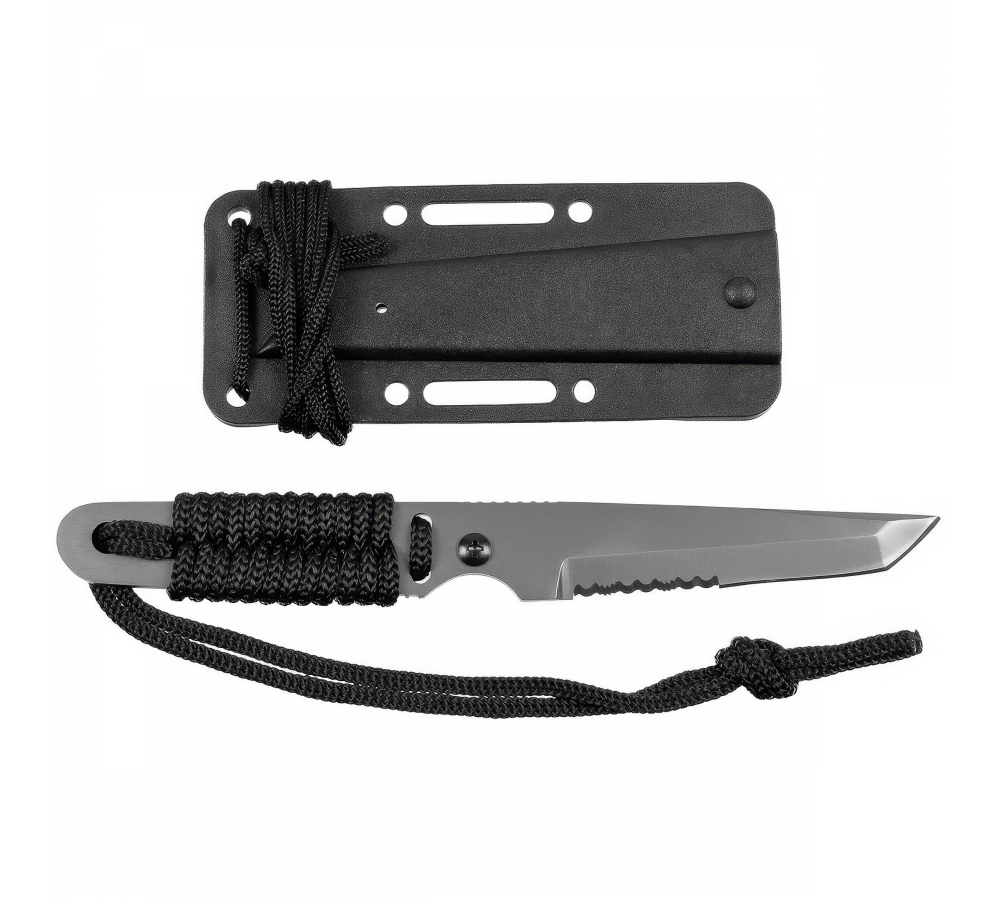 Messer „Action I“, schwarz, Griff umwickelt, Kunststoffscheide – FoxOutdoor