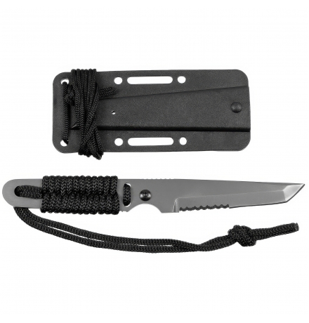 Messer „Action I“, schwarz, Griff umwickelt, Kunststoffscheide – FoxOutdoor