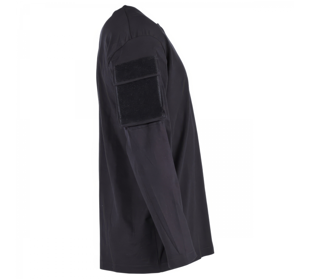 Chemise noire à manches longues avec poches sur les manches