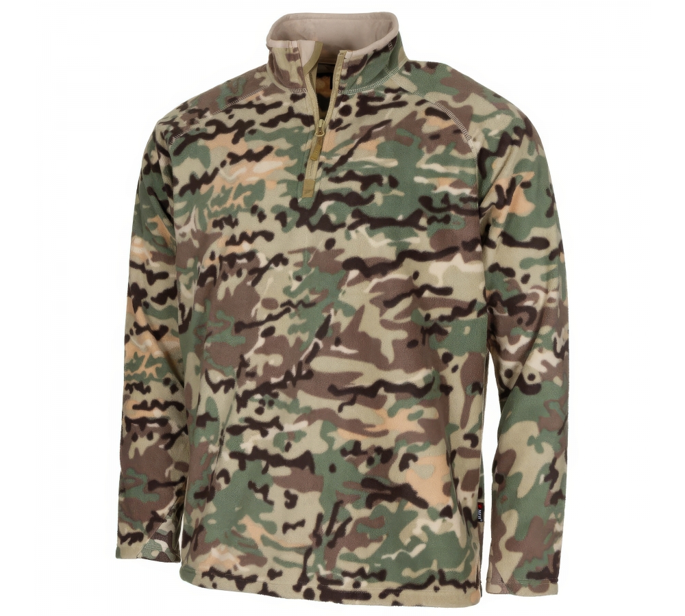 Chemise Troyer en micro-polaire à manches longues op.-camo 200g/m²