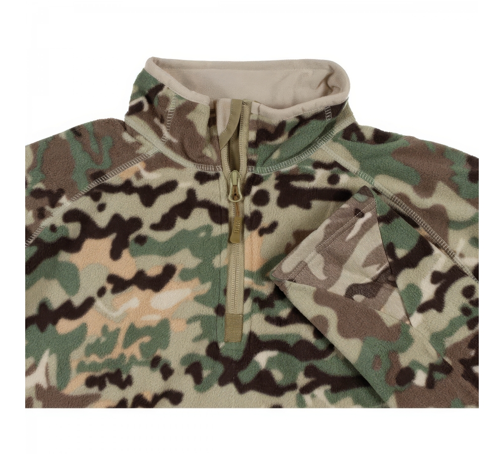 Chemise Troyer en micro-polaire à manches longues op.-camo 200g/m²