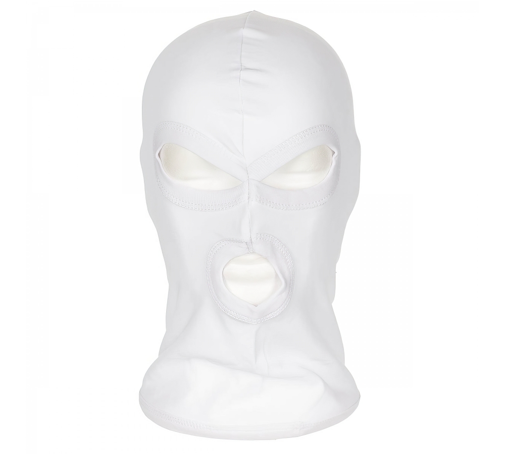 Balaclava 3-Loch dünn weiß 100 % Baumwolle