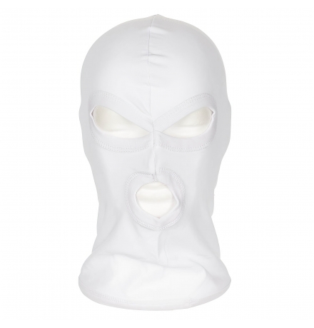 Balaclava 3-Loch dünn weiß 100 % Baumwolle