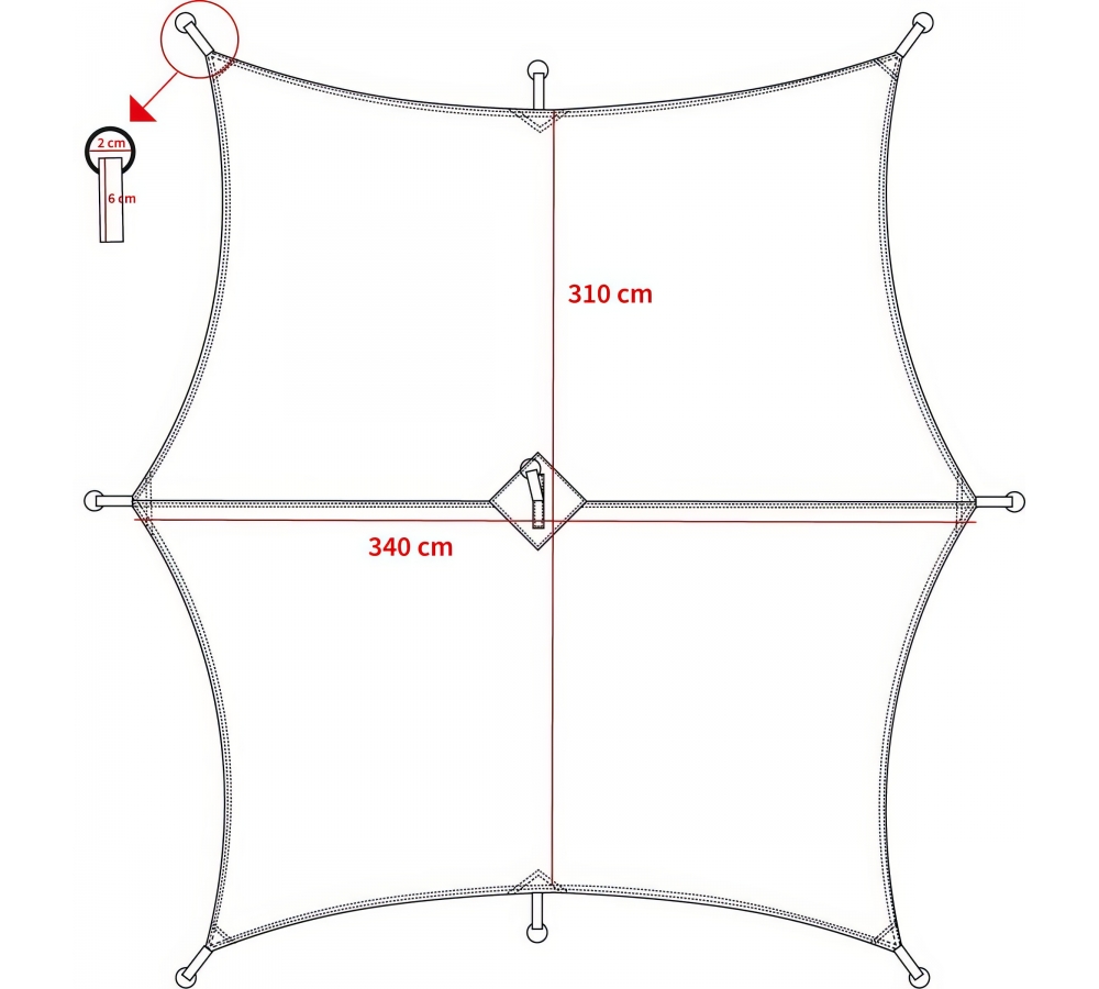 Plane "Hexagon-Tarp" oliv ca. 340 x 310 cm