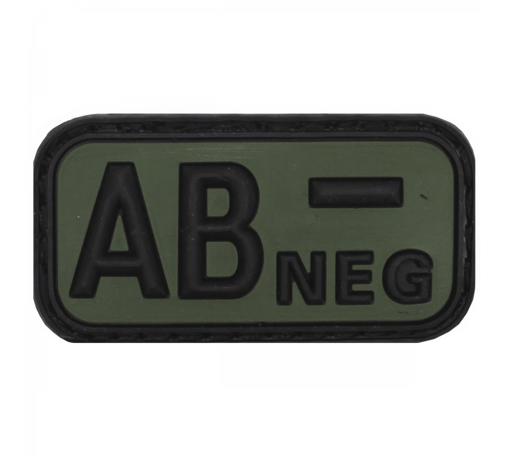 Klettabzeichen schwarz-oliv Blutgruppe "AB NEG" 3D