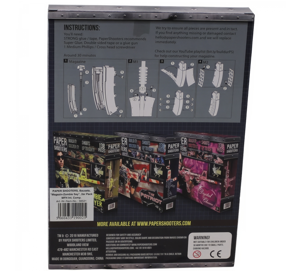 PAPER SHOOTERS Bausatz Magazin "Zombie" 2er Pack