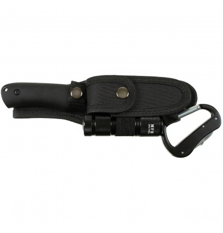 Messerset schwarz mit Klappmesser, LED-Lampe, Karabiner & Scheide – MFH