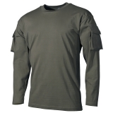 Maglia US a maniche lunghe, oliva, con tasche sulle maniche, MFH