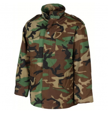 US Feldjacke M65 woodland m. auskn. Steppfutter
