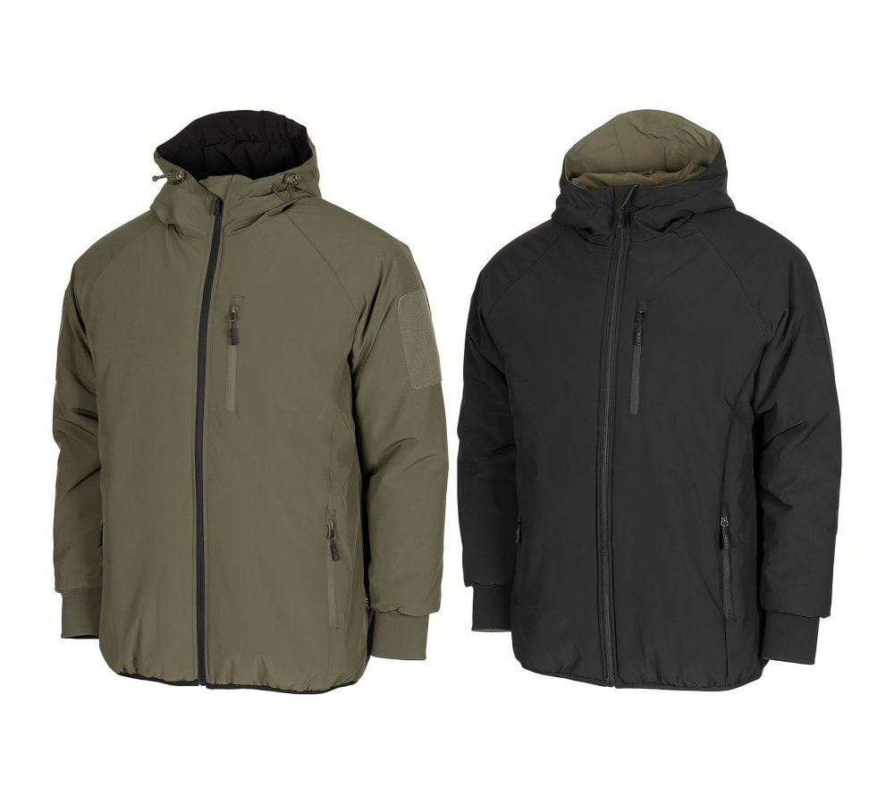 Chaqueta térmica reversible verde oliva/negra