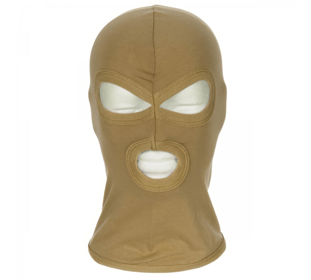Balaclava 3-Loch dünn coyote tan 100 % Baumwolle