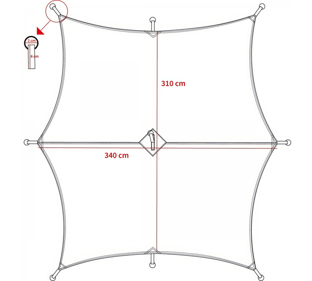Plane "Hexagon-Tarp" M 95 CZ tarn ca. 340 x 310 cm
