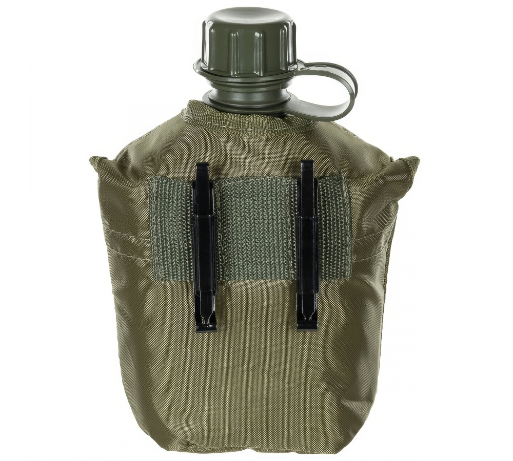 US Plastikfeldflasche, 1 l, Hülle, oliv, BPA-frei