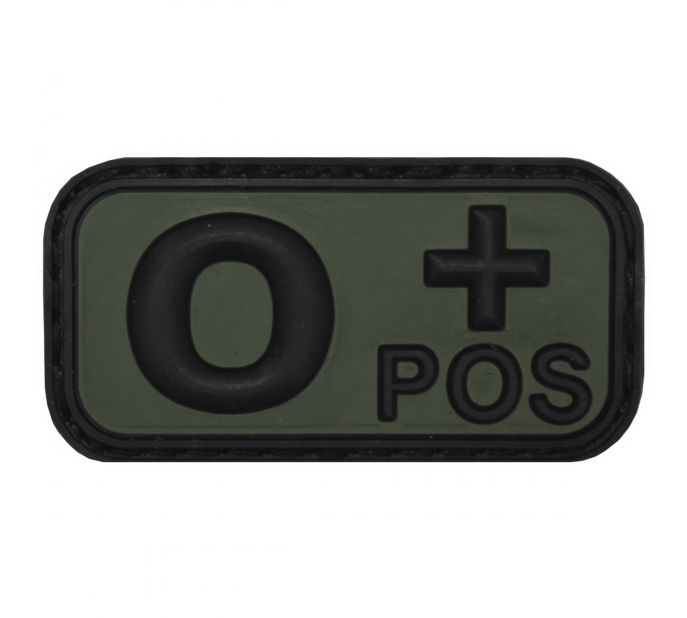 Klettabzeichen schwarz-oliv Blutgruppe "O POS" 3D