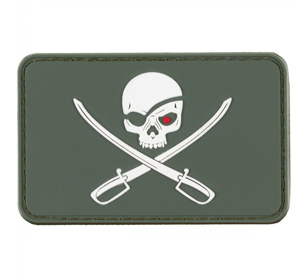 Klettabzeichen 3D "Skull with Swords" oliv