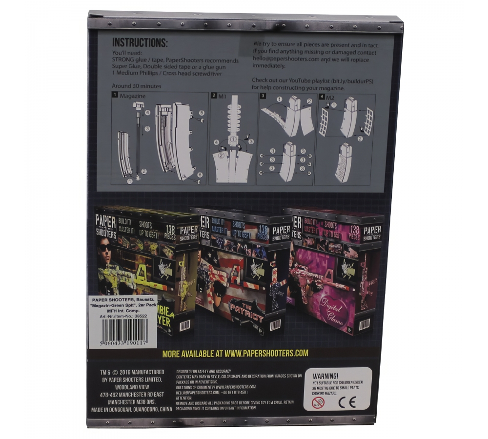 PAPER SHOOTERS Bausatz Magazin "Green Spit" 2er Pack