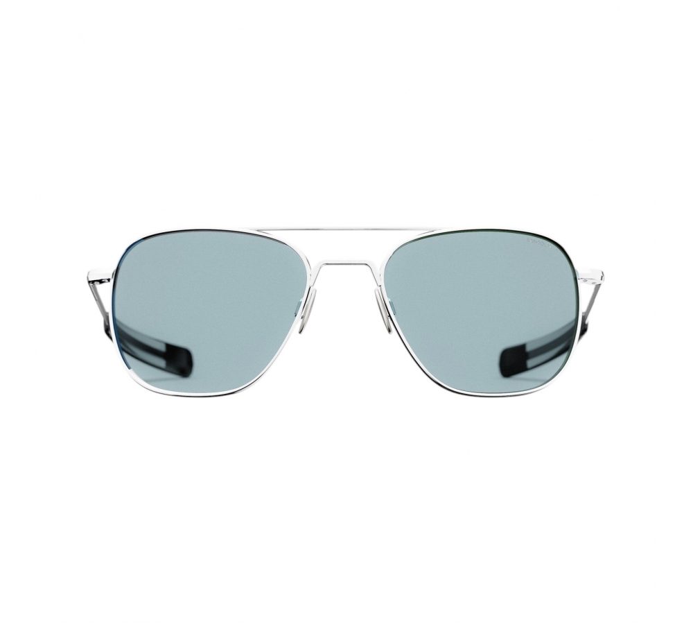 Brille "Aviator", 23k Weißgold, Blue Hydro Glas, Randolph (Polarization)