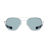 Brille "Aviator", 23k Weißgold, Blue Hydro Glas, Randolph (Polarization)
