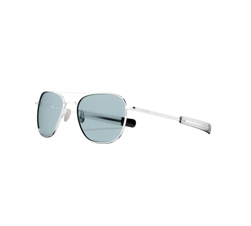 Brille "Aviator", 23k Weißgold, Blue Hydro Glas, Randolph (Polarization)