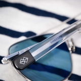 Brille "Aviator", 23k Weißgold, Blue Hydro Glas, Randolph (Polarization)
