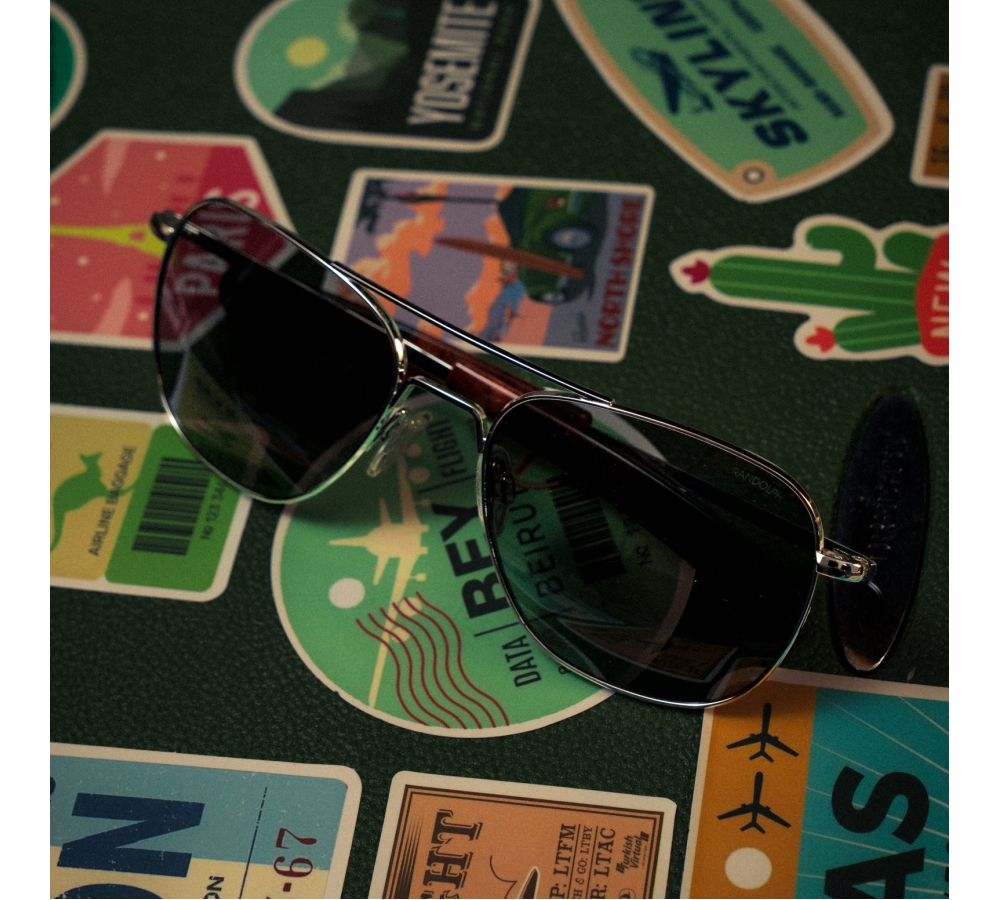 Randolph Aviator - 23k White Gold | American Gray with Jetway Temples