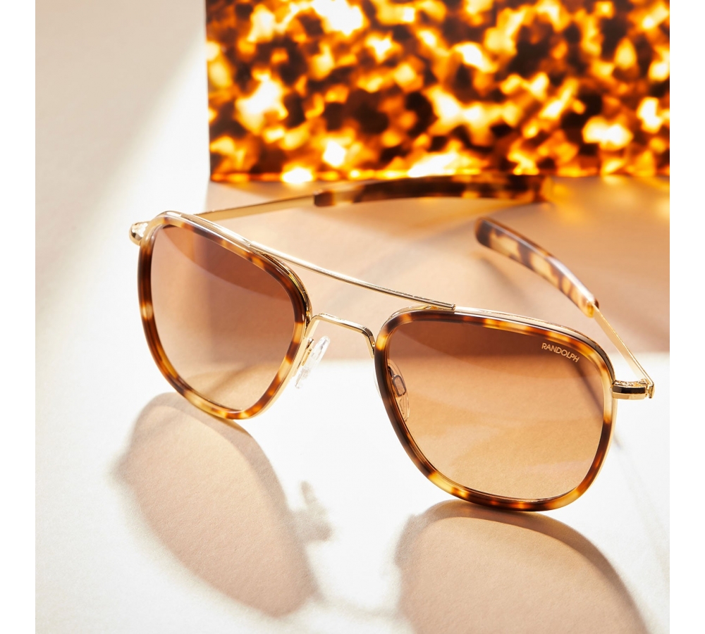 Randolph Aviator Fusion - 22k Rose Gold | Rose Tortoise Inlay | Rose Gold (Polarized)