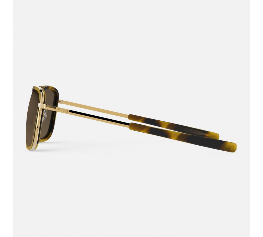 Randolph Aviator Fusion - 23k Gold | Dark Caramel Tortoise Inlay | Cape Sand (Polarized)