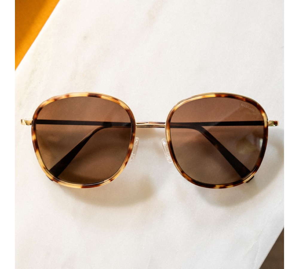 Randolph Elinor Fusion - 23k Gold | Dark Caramel Tortoise Inlay | Cape Sand (Polarized)