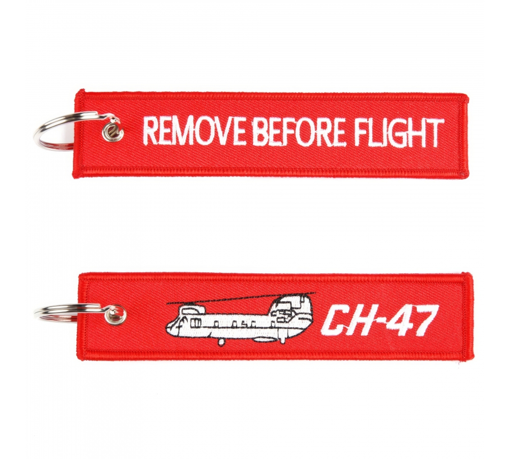 Llavero "Remove Before Flight CH‑47", 12,5 × 3 cm, rojo, Fostex Garments