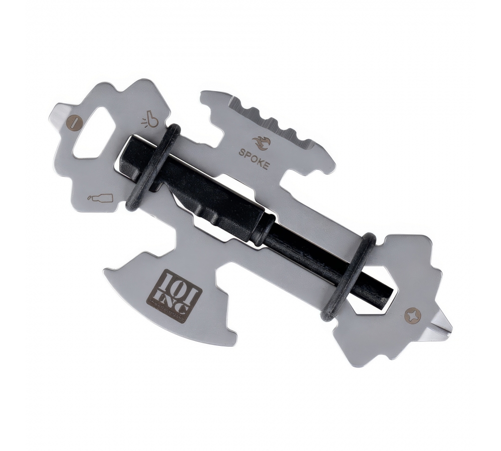 Multitool "SPOKE", 10 funkcji, pręt magnezowy, gwizdek, szary, 101 INC