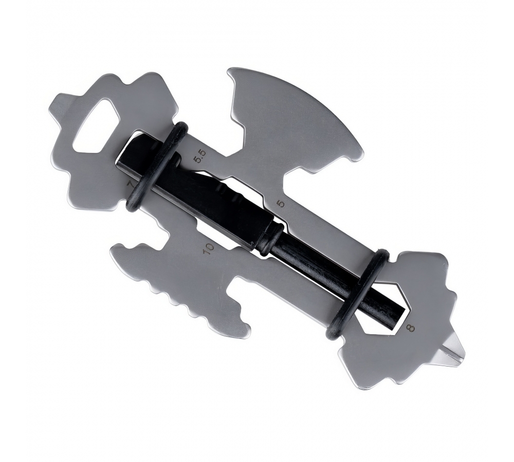 Multitool "SPOKE", 10 funkcji, pręt magnezowy, gwizdek, szary, 101 INC