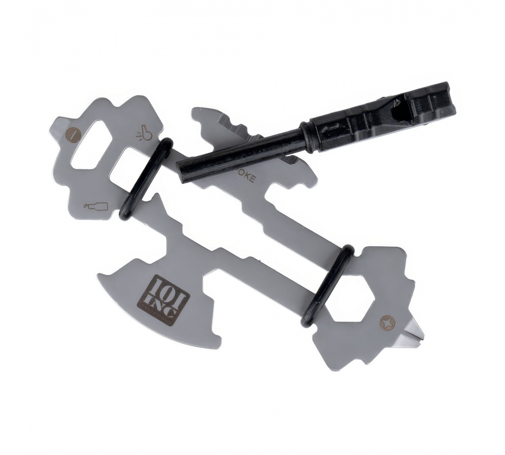 Multitool "SPOKE", 10 funkcji, pręt magnezowy, gwizdek, szary, 101 INC